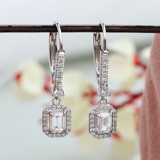 [Emerald Diamond Drop and Dangle Earrings]-[Ouros jewes