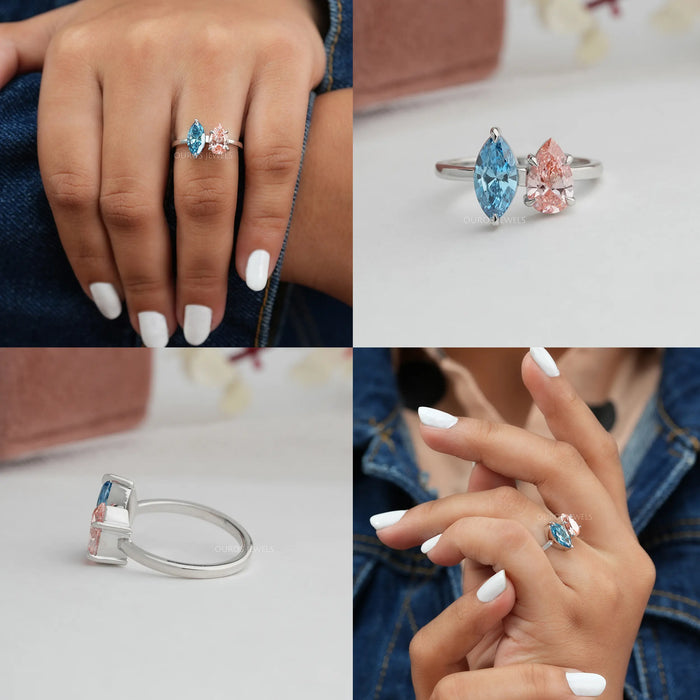 [Fancy Color Diamond Toi Et Moi Engagement Ring]-[Ouros Jewels]