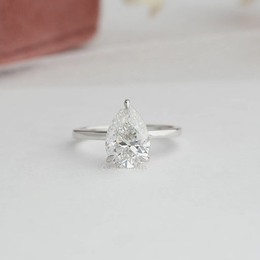 [Certified Lab Diamond Pear Cut Solitaire Engagement Ring]-[Ouros Jewels]