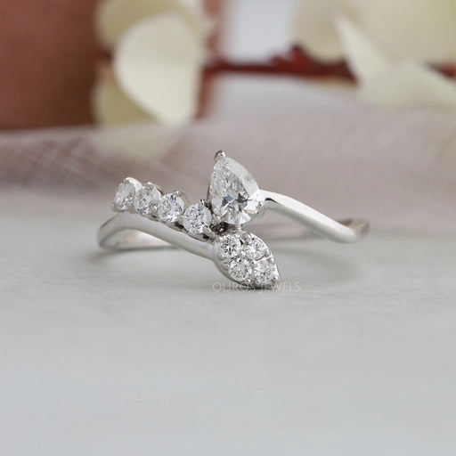 [Pear Diamond Bypass Anniversary Ring]-[Ouros Jewels]