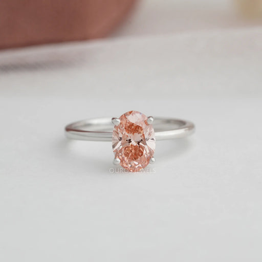 [1.51 Ct Pink Oval Diamond Solitaire Engagement Ring]-[Ouros Jewels]