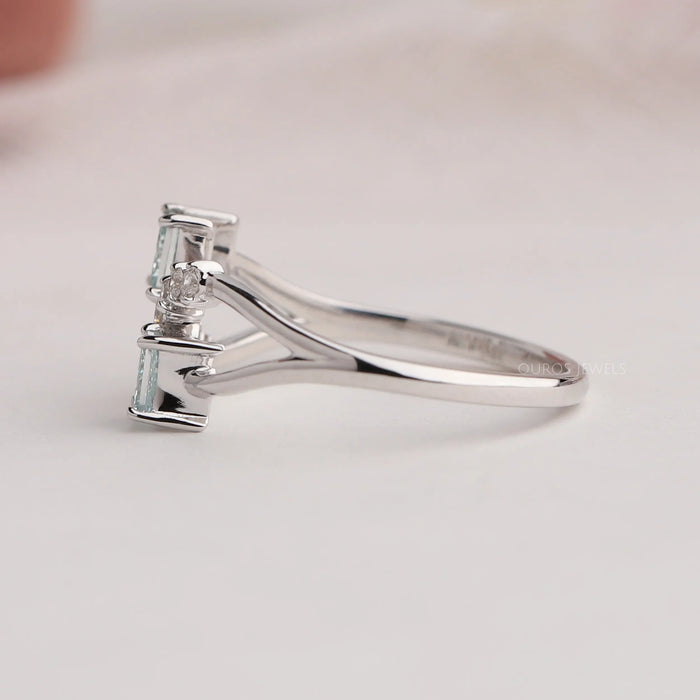 [14k white Gold Spilt Shank Engagement Ring]-[Ouros Jewels]