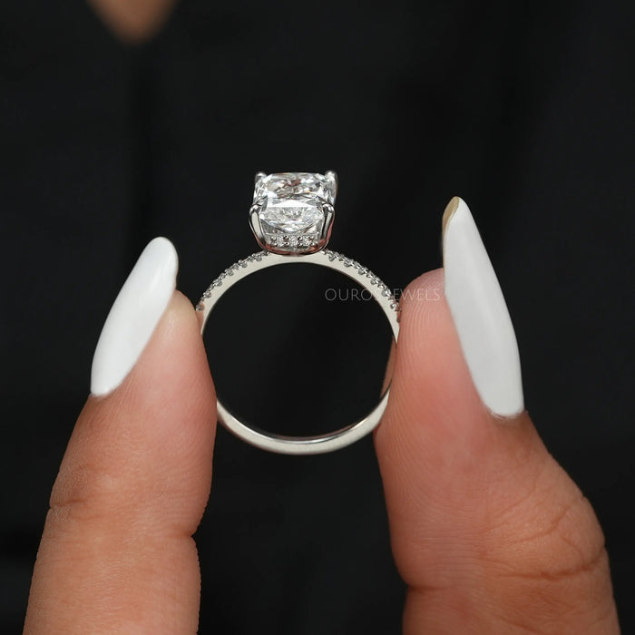 [Lab Diamond Pave Accent Engagement Ring]-[Ouros Jewels]