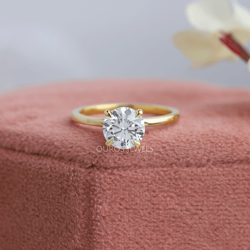 [1 Carat Round Cut Lab Diamond Solitaitre Engagement Ring]-[Ouros Jewels]