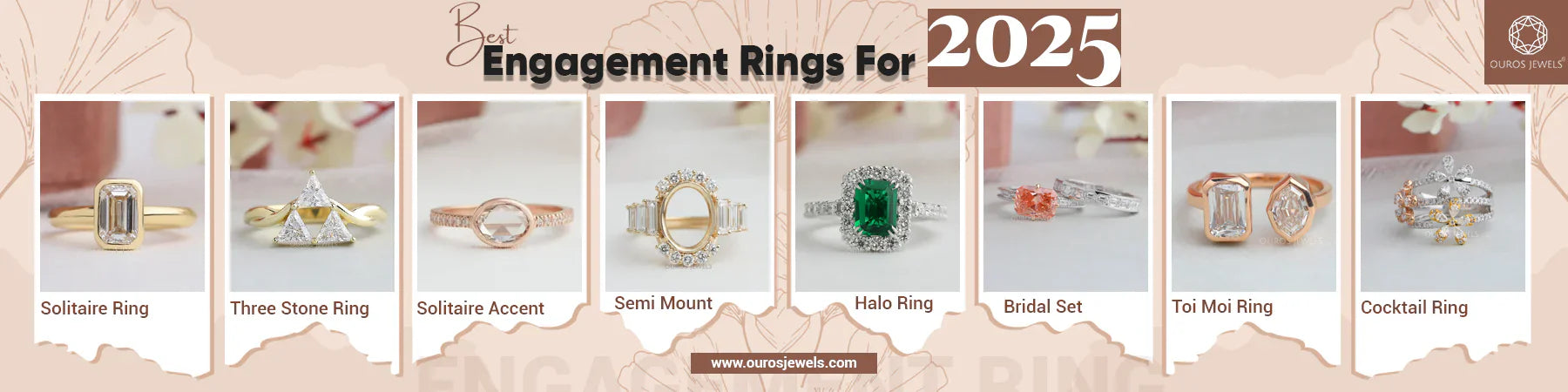 Showcasing Solitaire Ring, Three Stone Ring, Halo Setting Ring, Rose Cut Oval Diamond Solitaire Accent Ring, Semi-Mount Ring, Bridal Set Ring, Toi Et Moi Ring, and Cocktail Ring as Best engagement rings for 2025