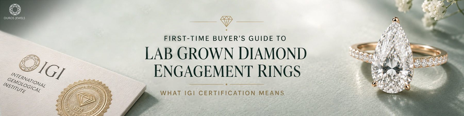 Elegant lab grown diamond engagement ring with IGI certification document, showcasing a first-time buyer’s guide to certified diamonds.