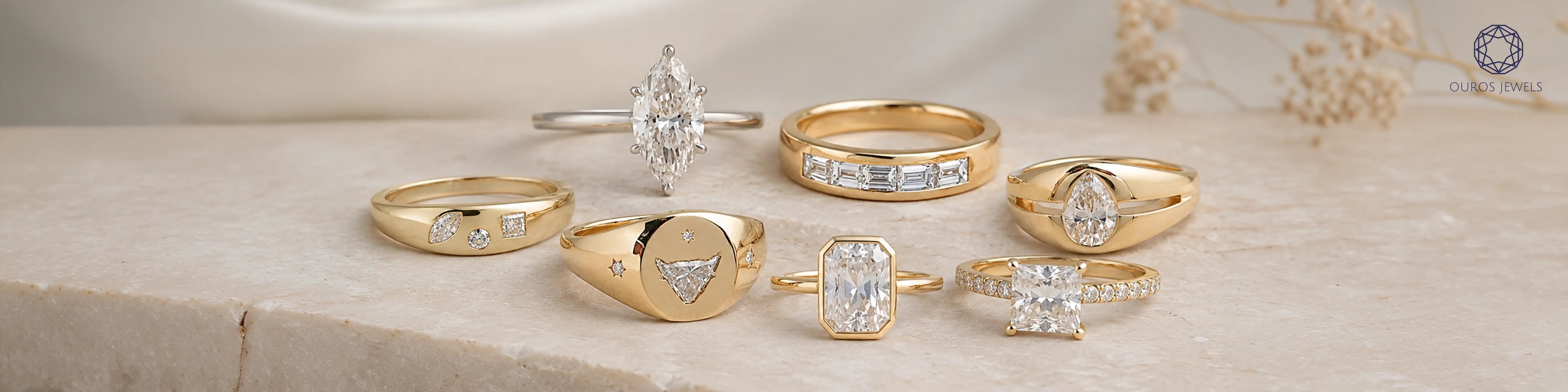Ring Settings That Won't Loosen Stones showcased in Ouros Jewels diamond ring collection