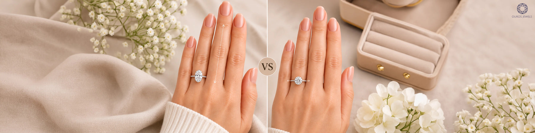 Elongated vs. Round Diamond Cuts on Short Fingers