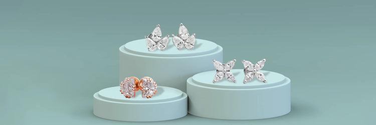 Image showing luxurious Lab-Grown diamond jewelry including pear,oval and marquise diamond stud earrings