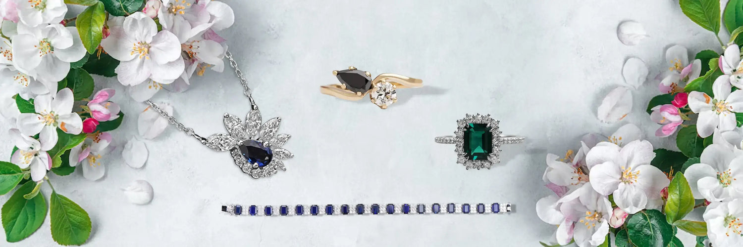 Image showing Blue,Green,Red Colored lab Gemstone Jewelry