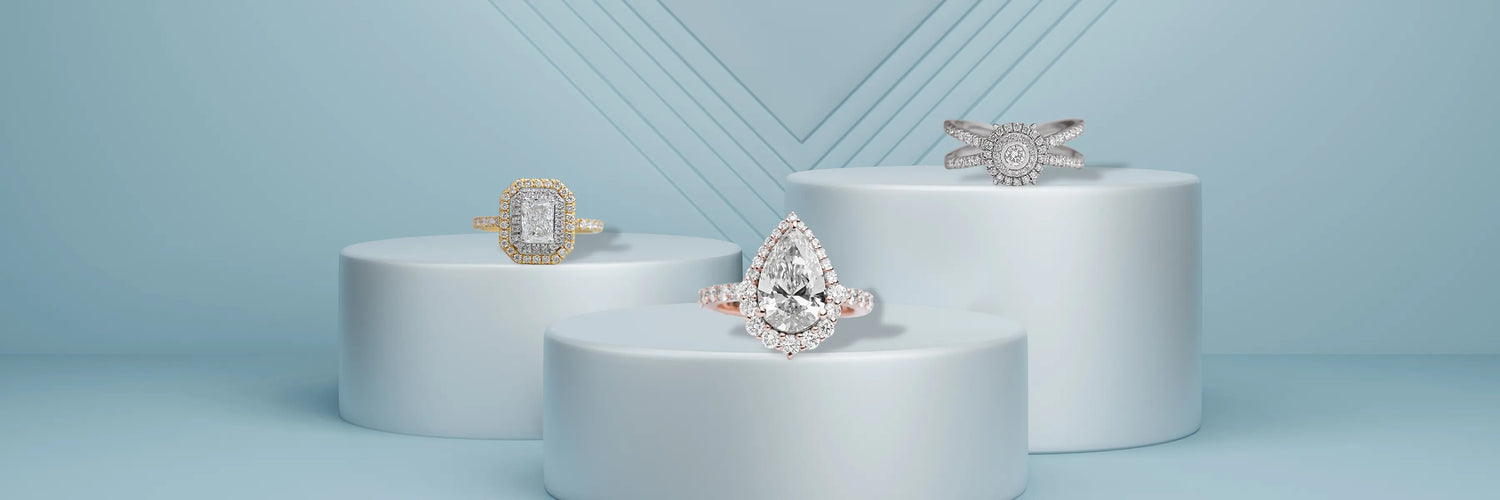 Image showing various Lab-Grown Brilliant Cut Diamond Engagement Rings,available with various diamonds and carats