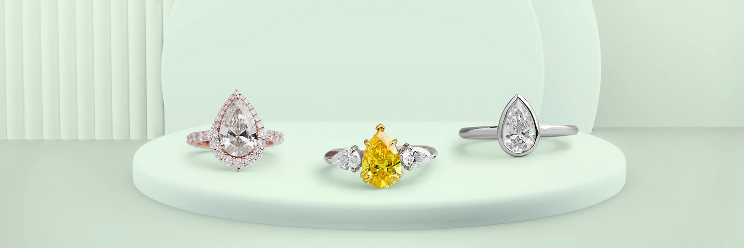 Our Pear Shaped Diamond Engagement Rings offer classic bands to lovely Toi-Et-Moi ring designs. 