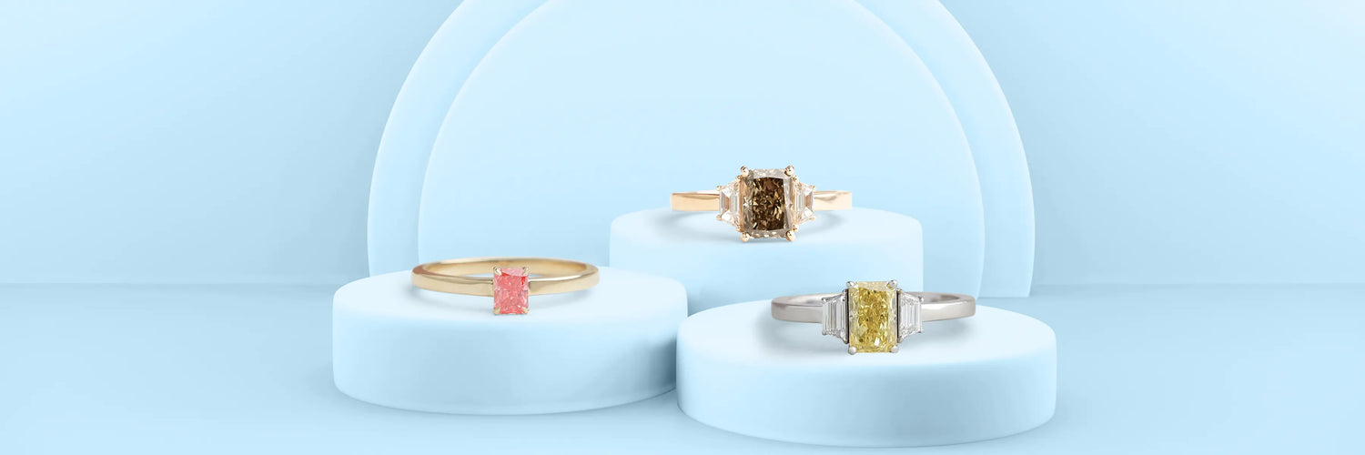 Image showing fancy colored Radiant Cut Lab-Grown Diamond Engagement Rings