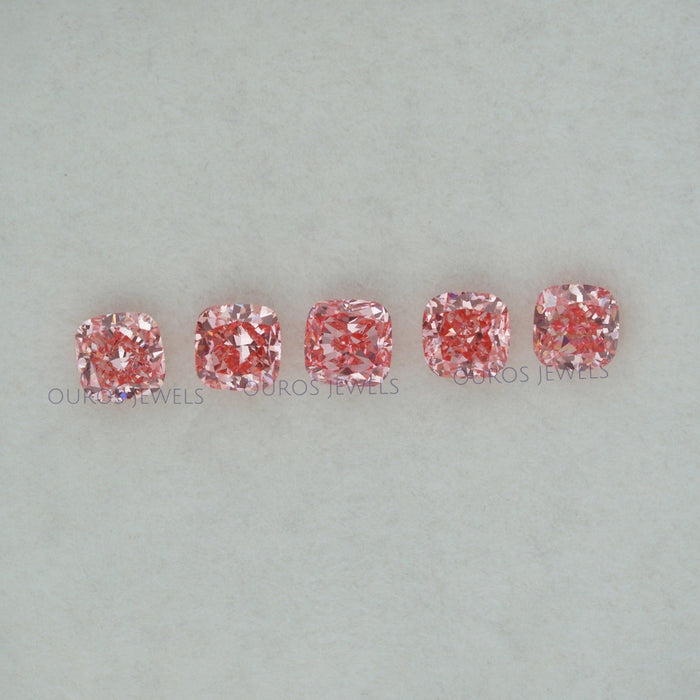 0.25 Carat Each Cushion Pink Cut Lab  Diamond Ouros Jewels