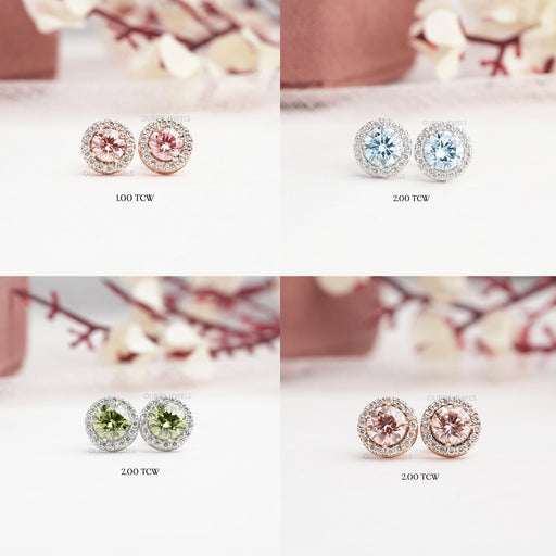 [Collage of Multi Color Round Stud Earrings]-[Ouros Jewels]