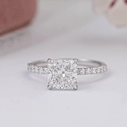 Square Radiant Lab Diamond Solitaire Accent Ring Rings