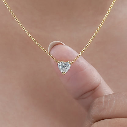 Heart Cut Lab Grown Diamond Solitaire Pendant Necklaces