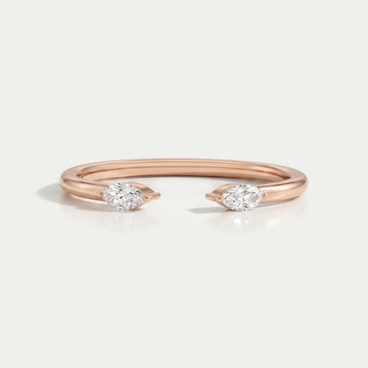 Open Cuff Two Stone Marquise Diamond Dainty Ring Rings