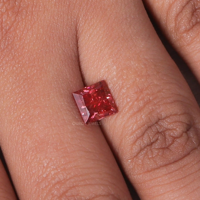 2.00 Carat  Red Princess Cut Lab Grown Diamond