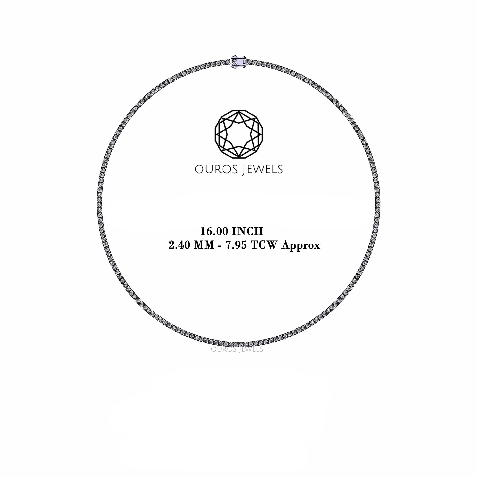 Stunning Round Cut Lab Diamond Tennis Necklace 2.40 MM Necklaces