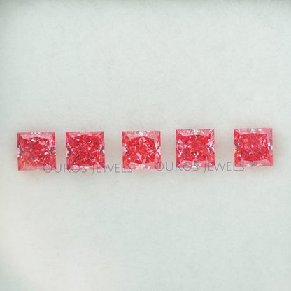 0.52 Carat Each Pink Princess Lab Grown Diamond Loose