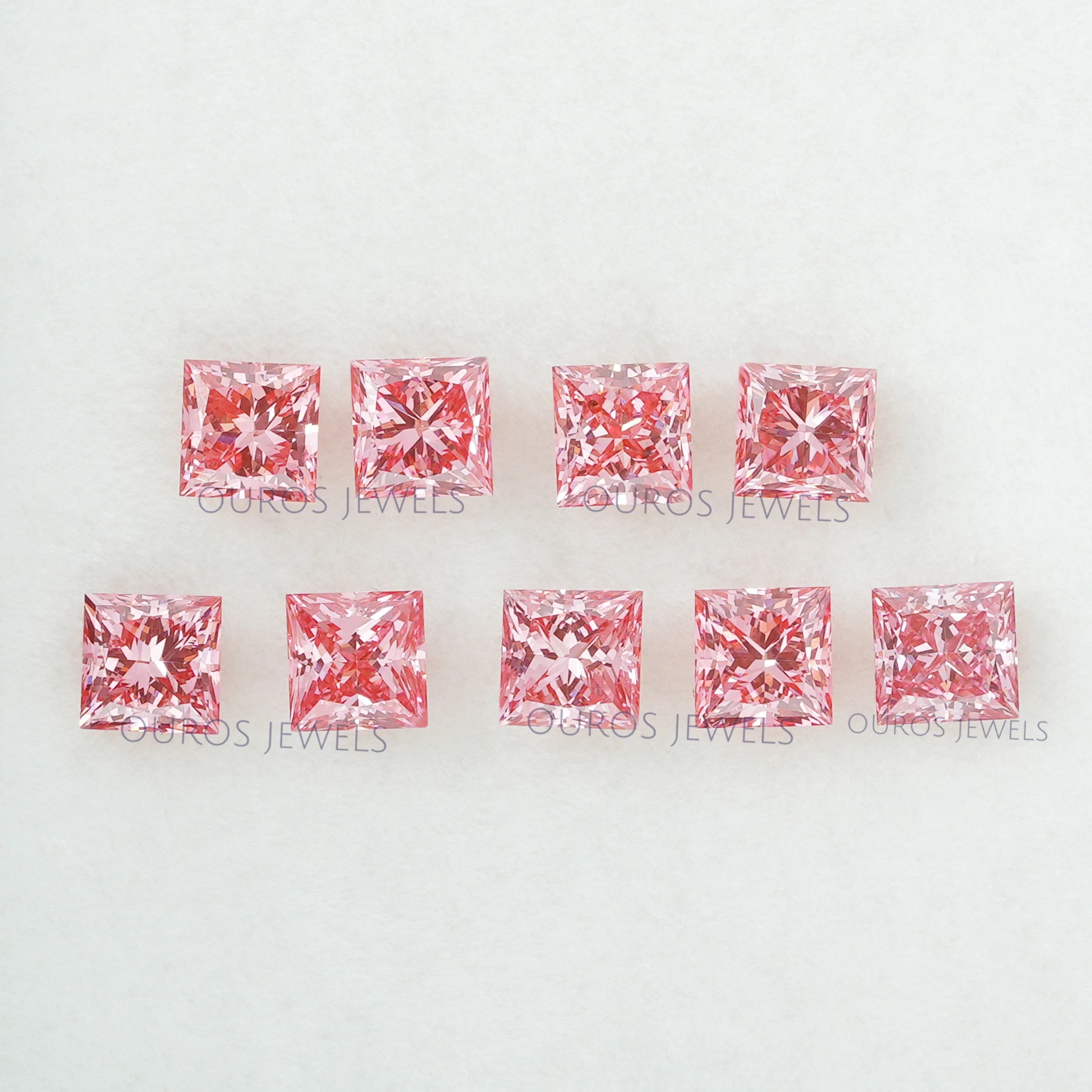 Ouros Jewels 0.32 Carat Each Pink Princess Lab Grown Diamond
