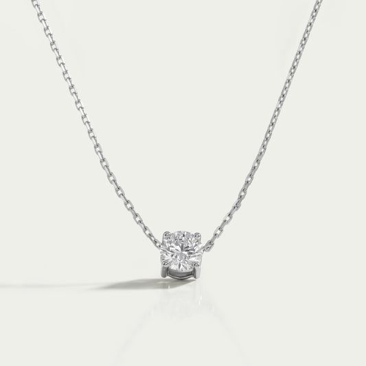 Round Cut Lab Diamond Solitaire Pendant Necklaces