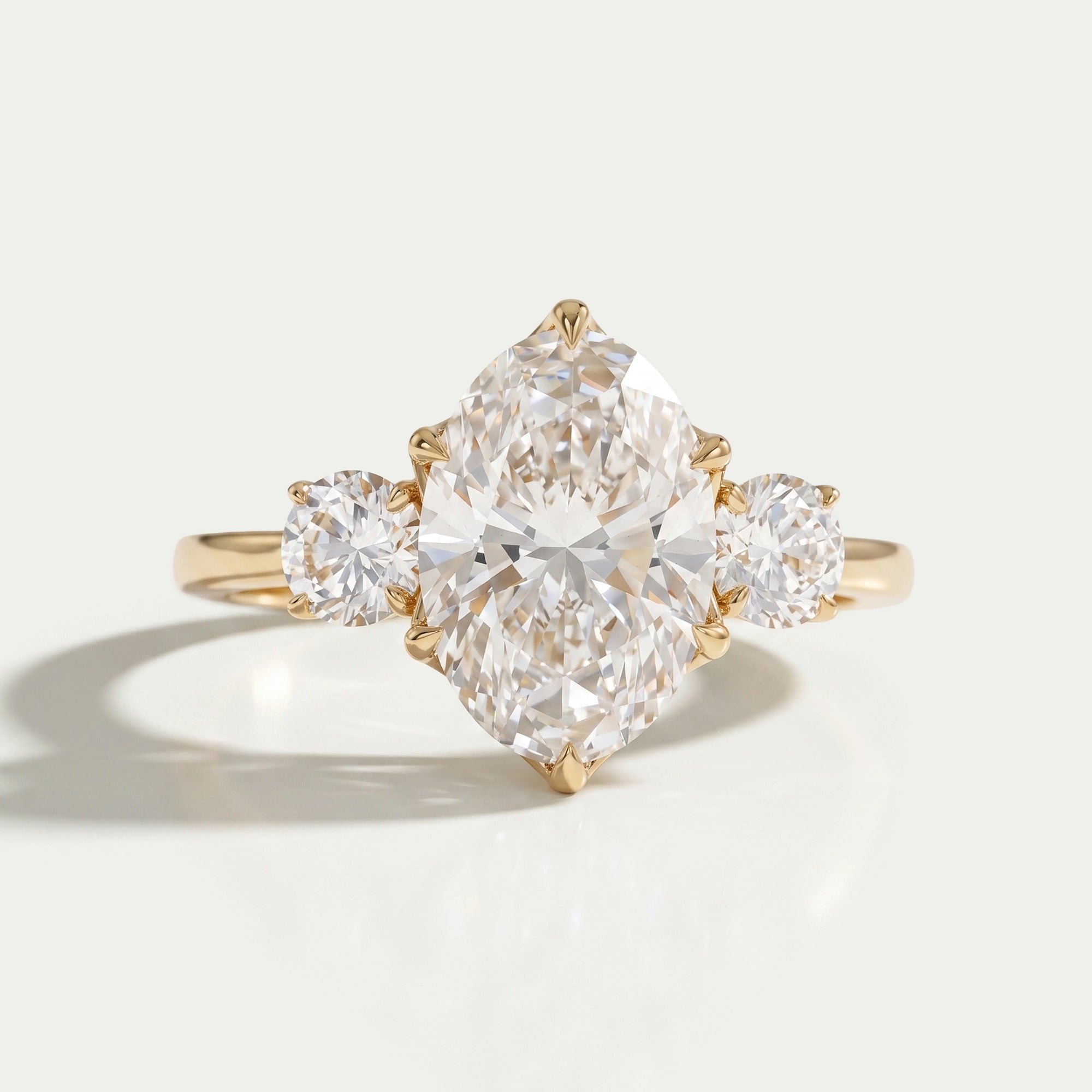 Three Stone Oval Cut Lab Grown Diamond Engagement Ring Ring