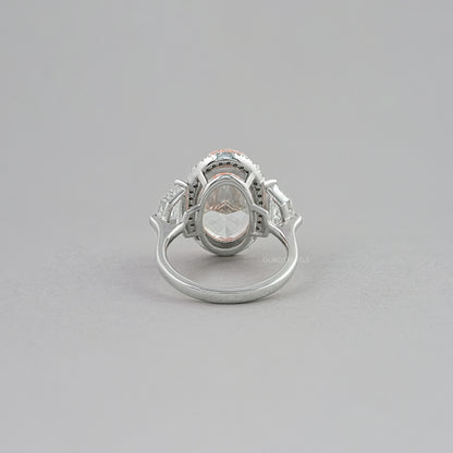 Intense Pink Oval Three Stone Engagement Ring Ring