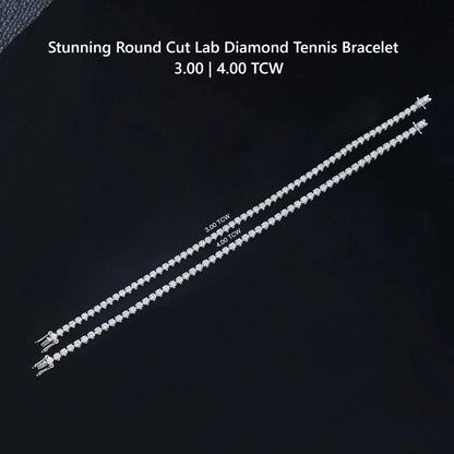 Round Cut Lab Grown Diamond Tennis Bracelet - 3.00 | 4.00 TCW Bracelet