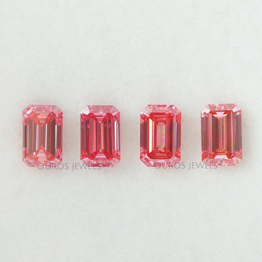 0.76 Carat Each Pink Emerald Cut Lab Grown Diamond Loose