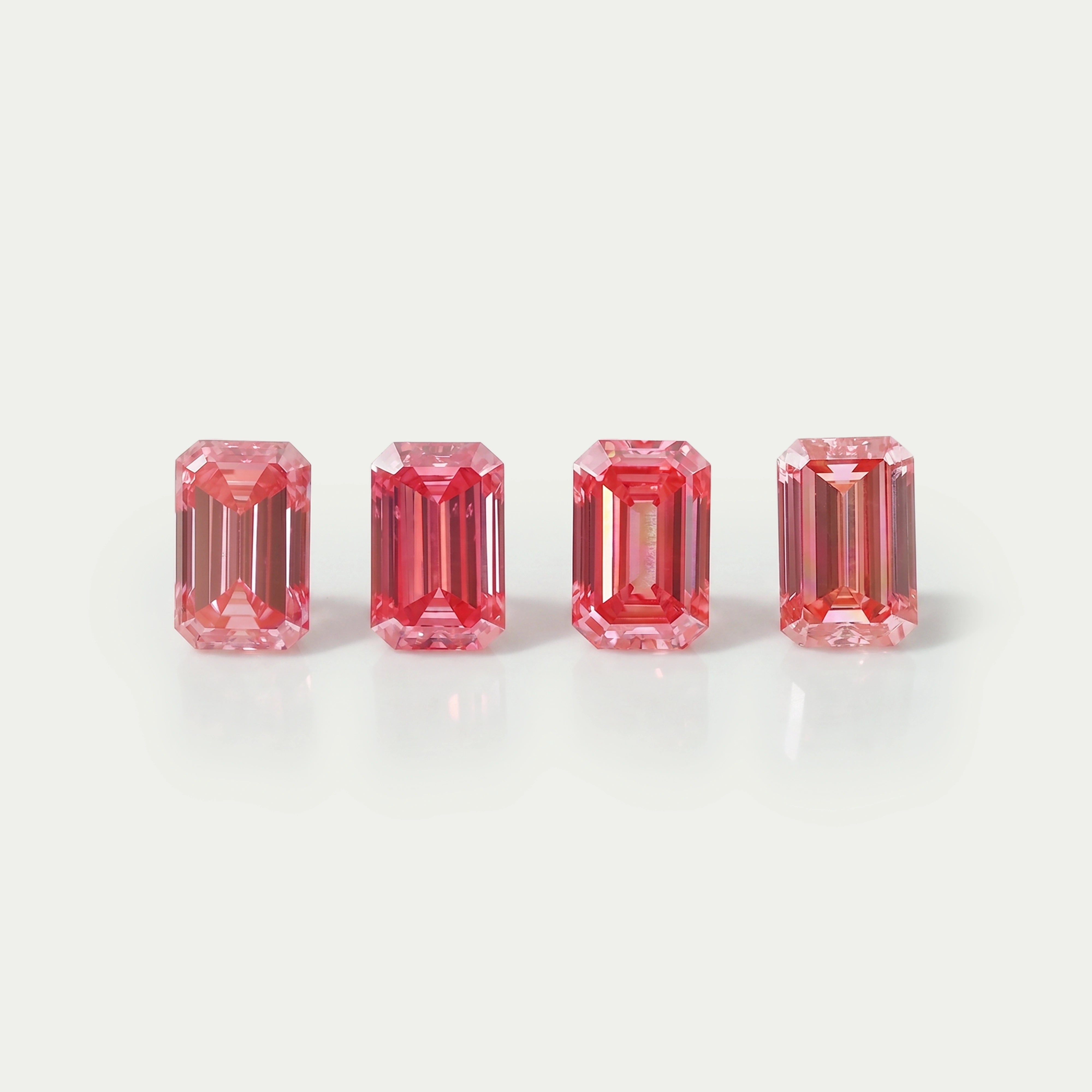 Ouros Jewels 0.76 Carat Each Pink Emerald Cut Lab Grown Diamond