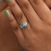 [Three Stone Blue Emerald Cut Engagement Ring]-[Ouros Jewels]