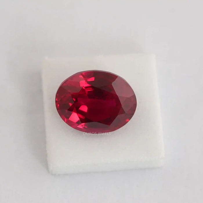 Zambian Ruby Oval Cut Gemstone With IGI  Certified Diamond