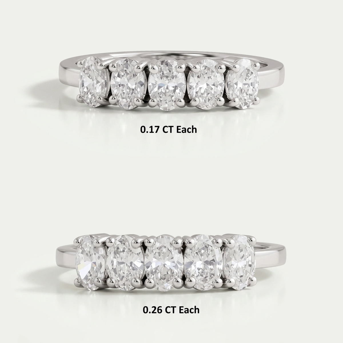 Five Stone Oval Cut Lab Grown Diamond Wedding Ring