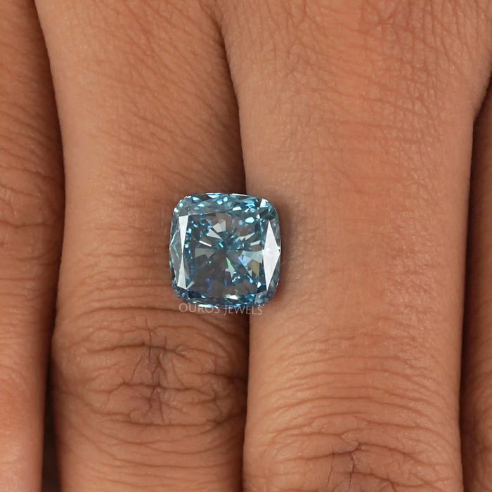 [Blue Cushion Cut Lab Diamond]-[Ouros Jewels]