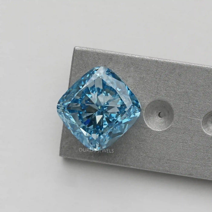 [Blue Cushion Cut Lab Diamond]-[Ouros Jewels]