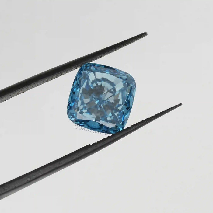 [Vivid Blue Cushion Cut Diamond]-[Ouros Jewels]