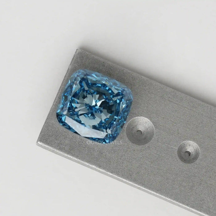 [5.03 carat Blue Cushion Cut Lab Diamond]-[Ouros Jewels]