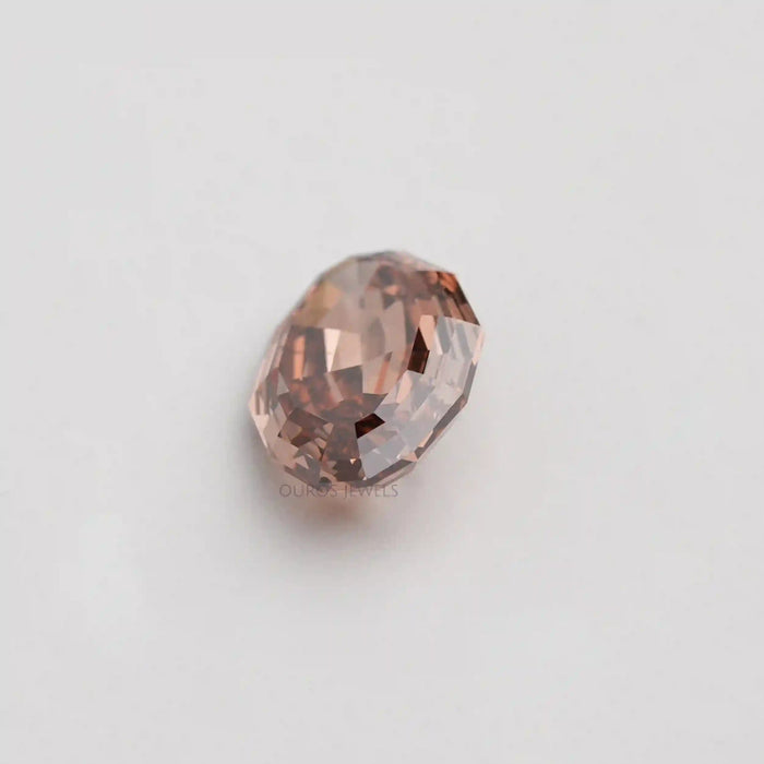 [Side View of Step Cut Lab Diamond in Brown Color]-[Ouros Jewels]
