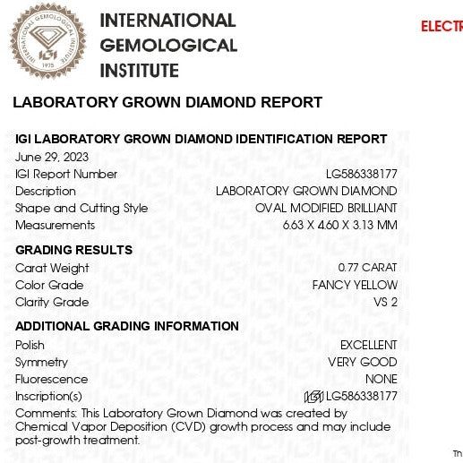 Fancy Yellow Oval Cut Lab Grown Diamond
