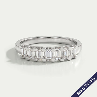 7 Stone Emerald Cut Wedding Band