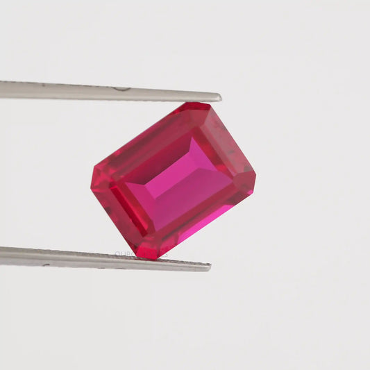 Emerald Shape Light Red Ruby Gemstone