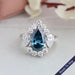 [2.38 Carat Fancy Vivid Greenish Blue Pear Diamond Halo Engagement Ring]-[Ouros Jewels]