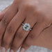 Green Oval Cut Half Moon Halo Engagement Ring Rings
