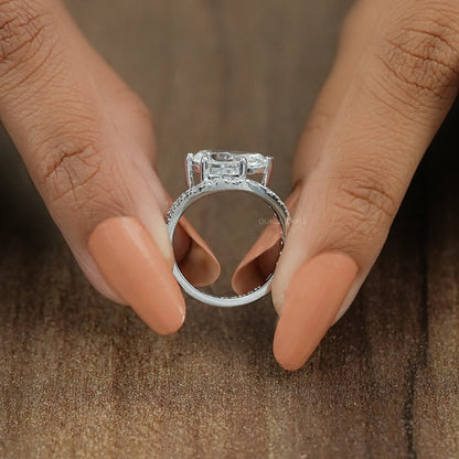 East West Pear Cut Diamond Wave Ring Ring