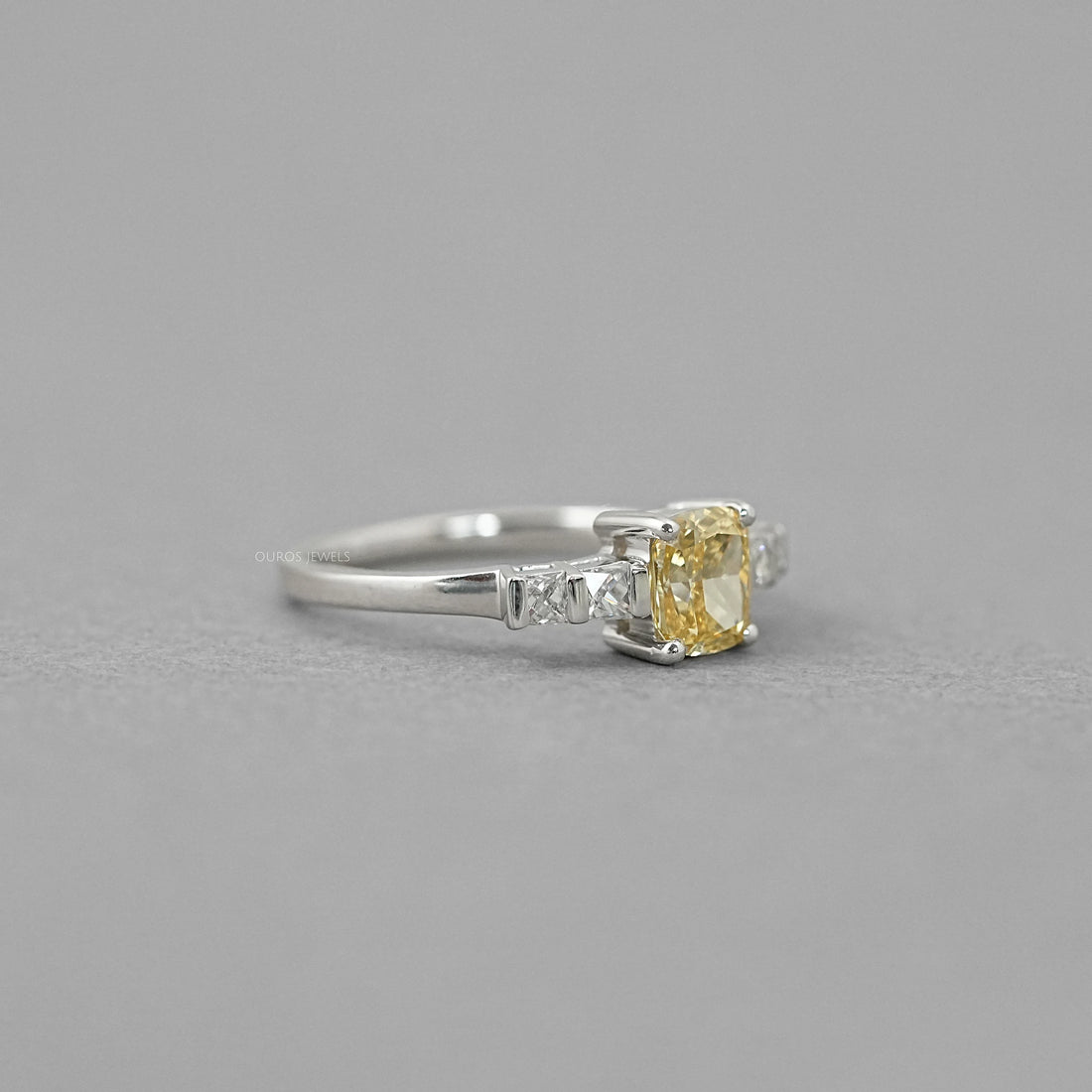 Canary Cushion Cut Lab Diamond Engagement Ring Ring