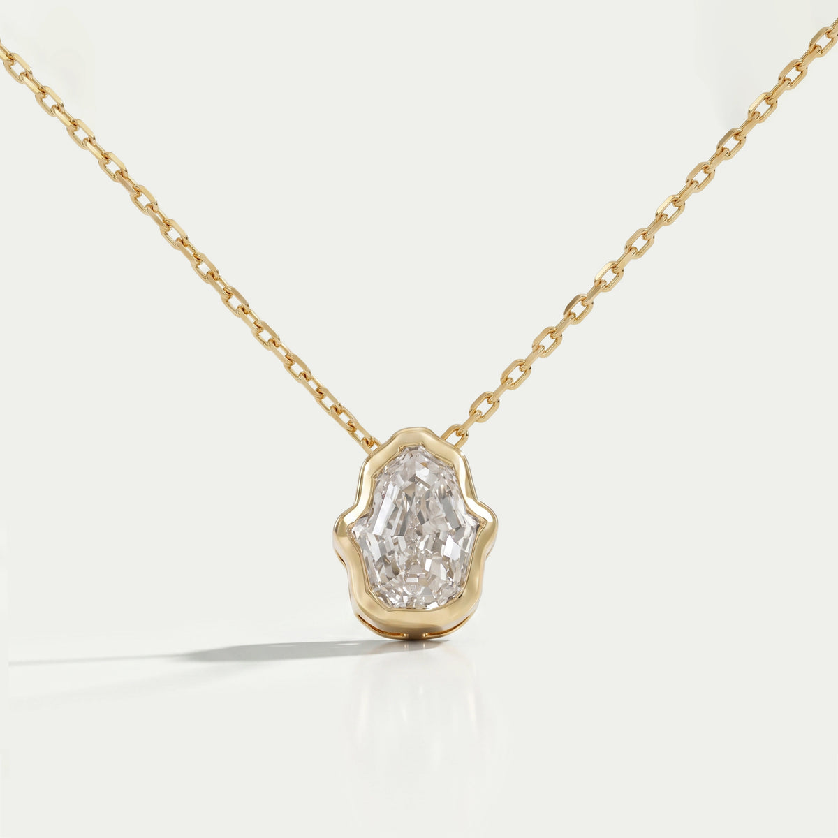 Antique Hamsa Hand Shape Lab Diamond Solitaire Pendant Necklaces