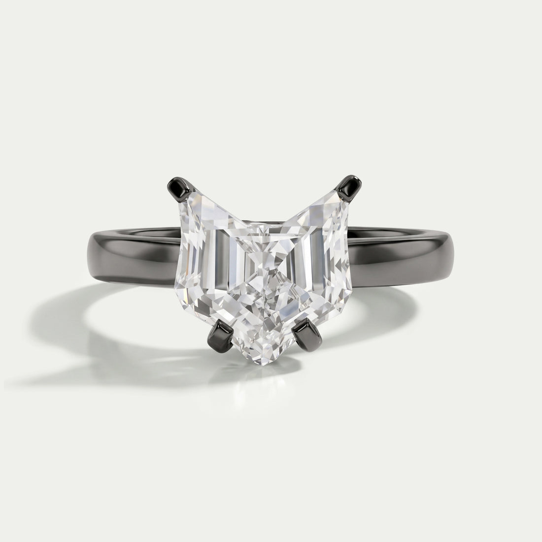Antique Shape Cat Cut Lab Diamond Solitaire Ring Ring