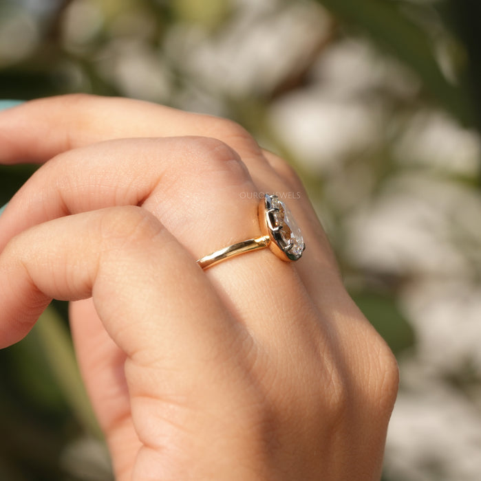 Antique Pear Cut Solitaire Diamond Engagement Ring Ouros Jewels LLC